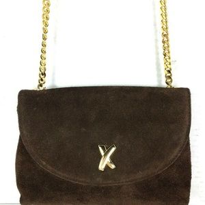 Paloma Picasso Small Mini Brown Suede Leather Shou